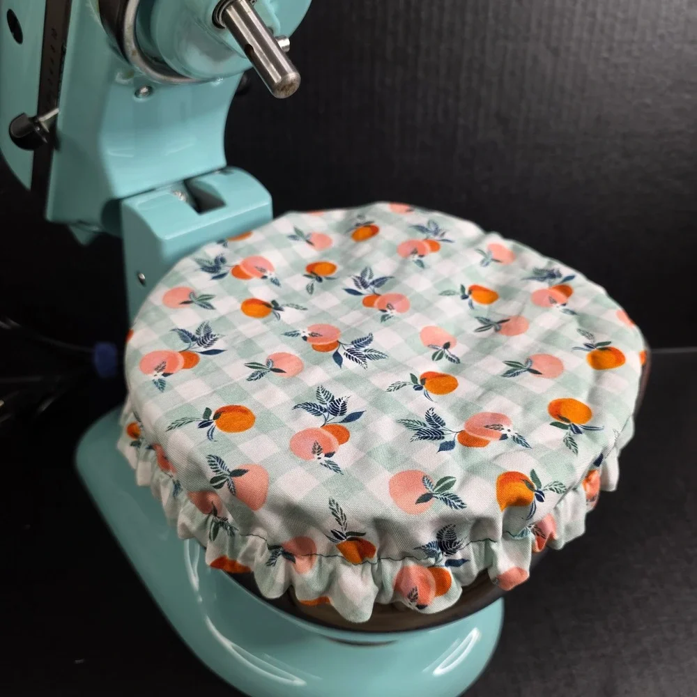 Green Gingham Peaches Granny Square KitchenAid Mixer Mixing Bowl Cover Baking